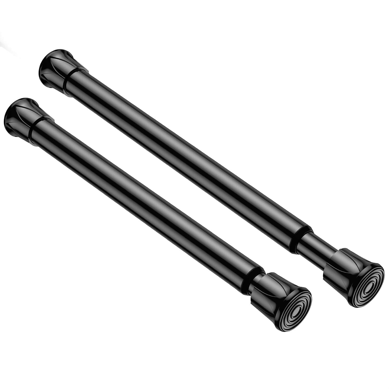 QINGYUN 2 Pack Spring Tension Curtain Rod 8 to 12.5 Inch, DIY Mini Curtain Rods No Drill for Slim Window Cupboard Closet Sidelights, Black