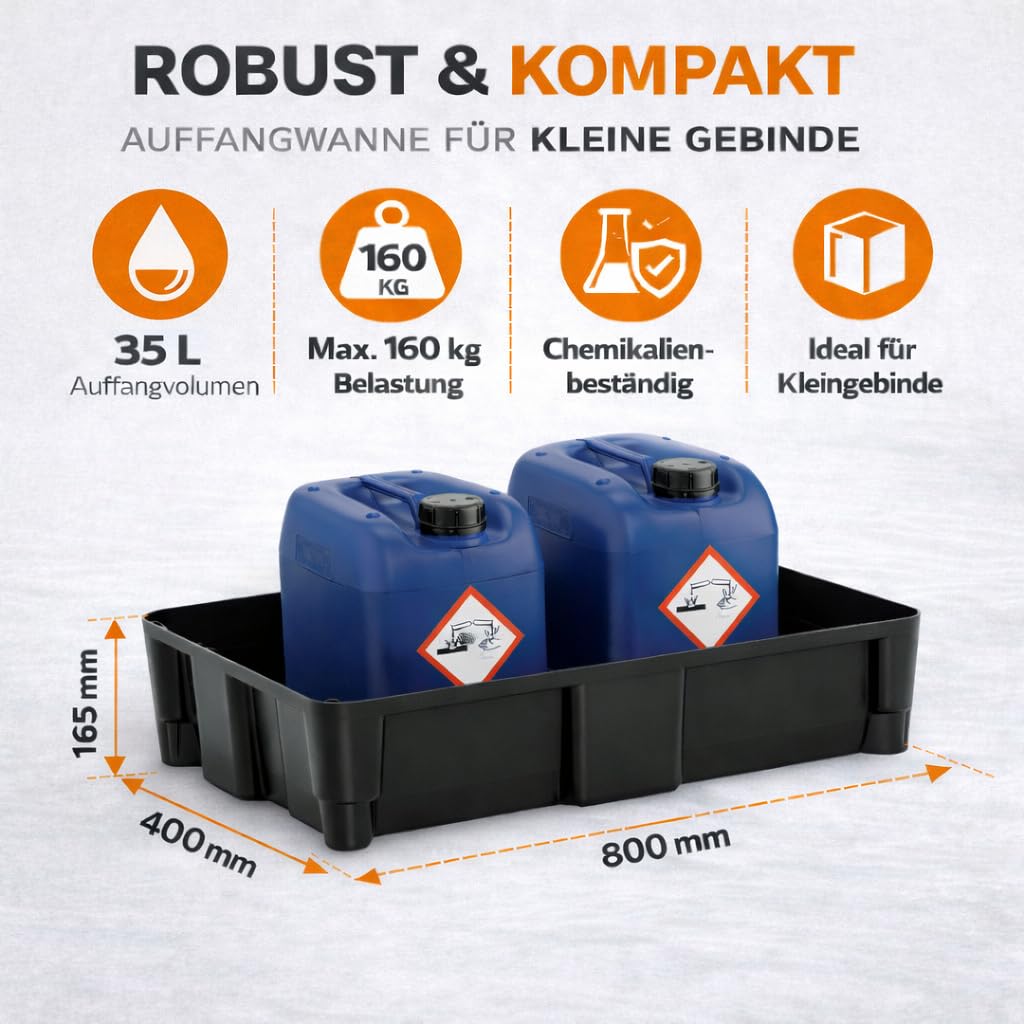 CEMO PE-Auffangwanne 35 HD, schwarz, 35 L