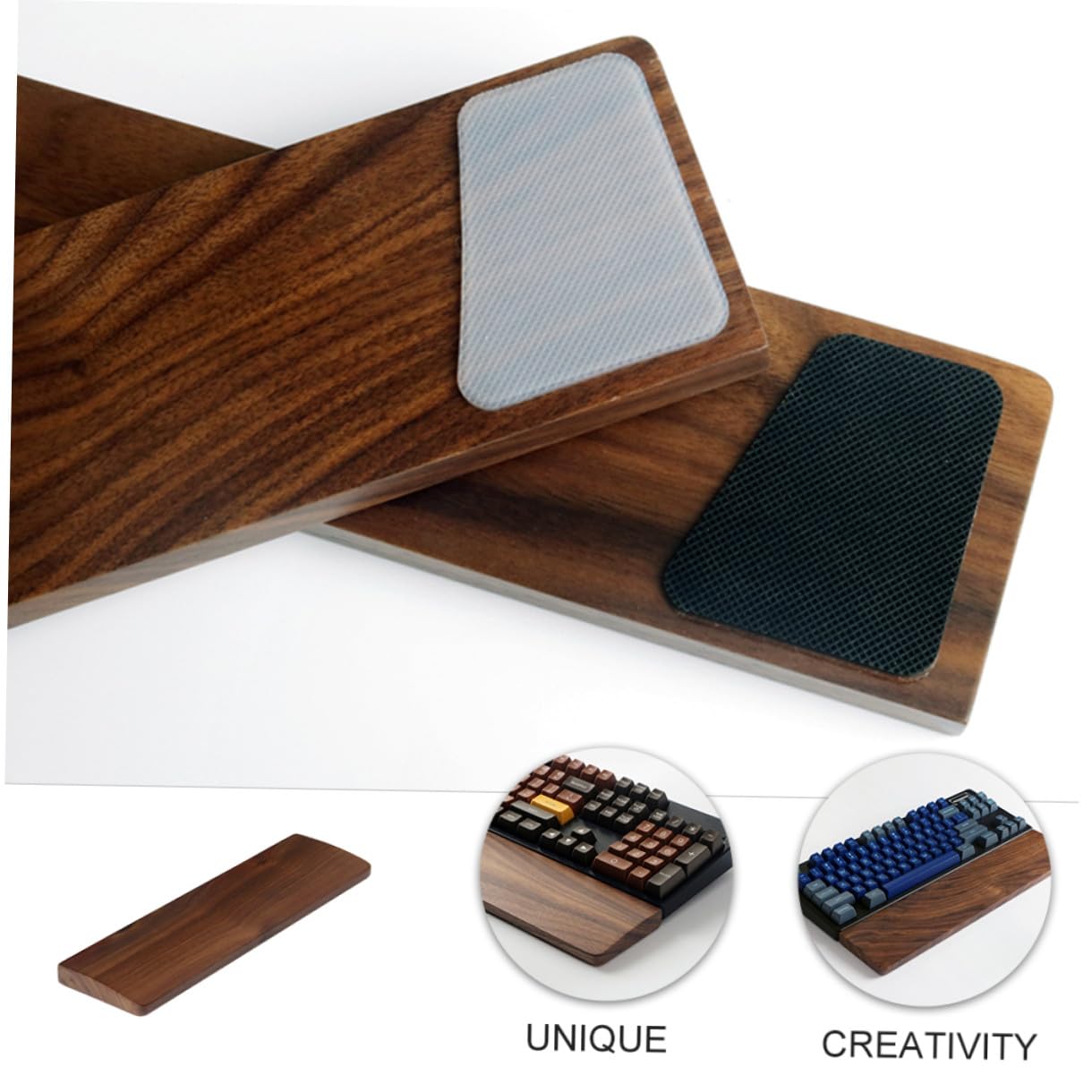 Walnussholz Handgelenkauflage 440mm für Computer Tastaturen | Kaffeefarbene Ausführung, Natürliche Maserung und Feine Verarbeitung, Ergonomische Form für Schreibtisch
