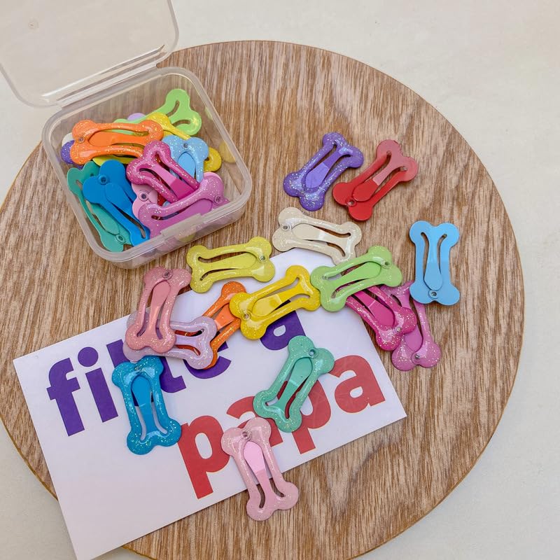 aoozleny 40 Pieces Cute Hair Clips for Dogs 1 Inch Puppy Dog Barrettes Small Bone Hair Clips Multicolor Hair Barrettes