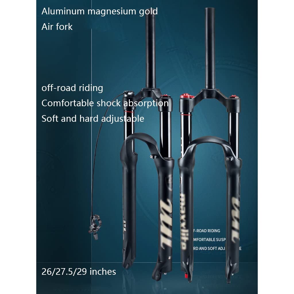 26" 27,5" 29" widelec pneumatyczny MTB XC AM ultralekki widelec do rowerów górskich z regulowanym odbiciem, QR 1 1/8" 1/2", skok sprężyny 9 mm, 100 mm ręczny / pilot blokady.