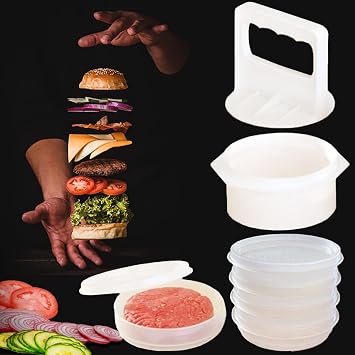 Hamburger Press Patty Maker Freezer Containers - All In One Convenient Package - 10 Pieces Set Hamburger Patty Mold - Essential Tool to Make hamburger Patties Ideal BBQ Gift For Family And Friend