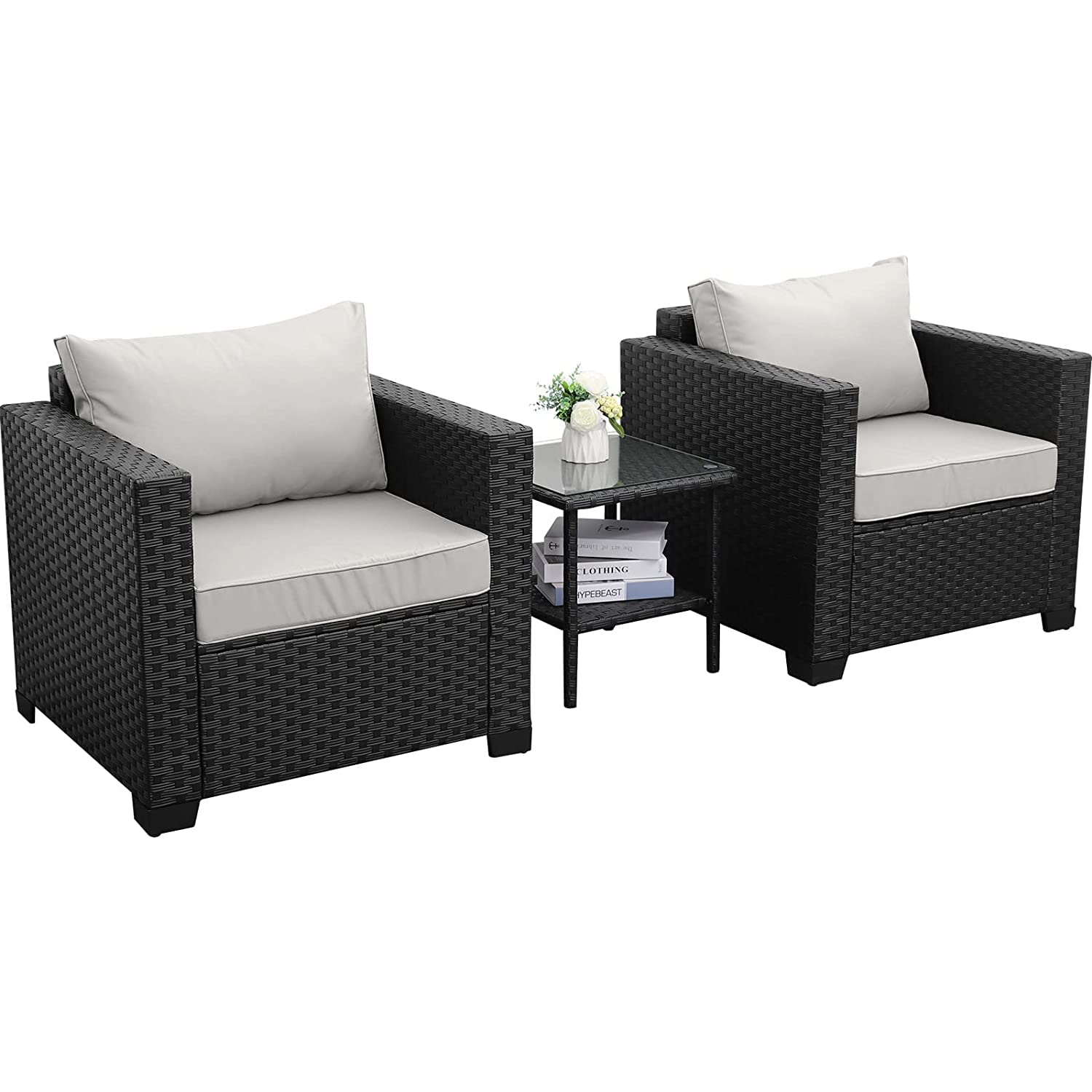 Universal Furniture PS Rattan and Wicker Outdoor Furniture (Black) (Black White)-image-44