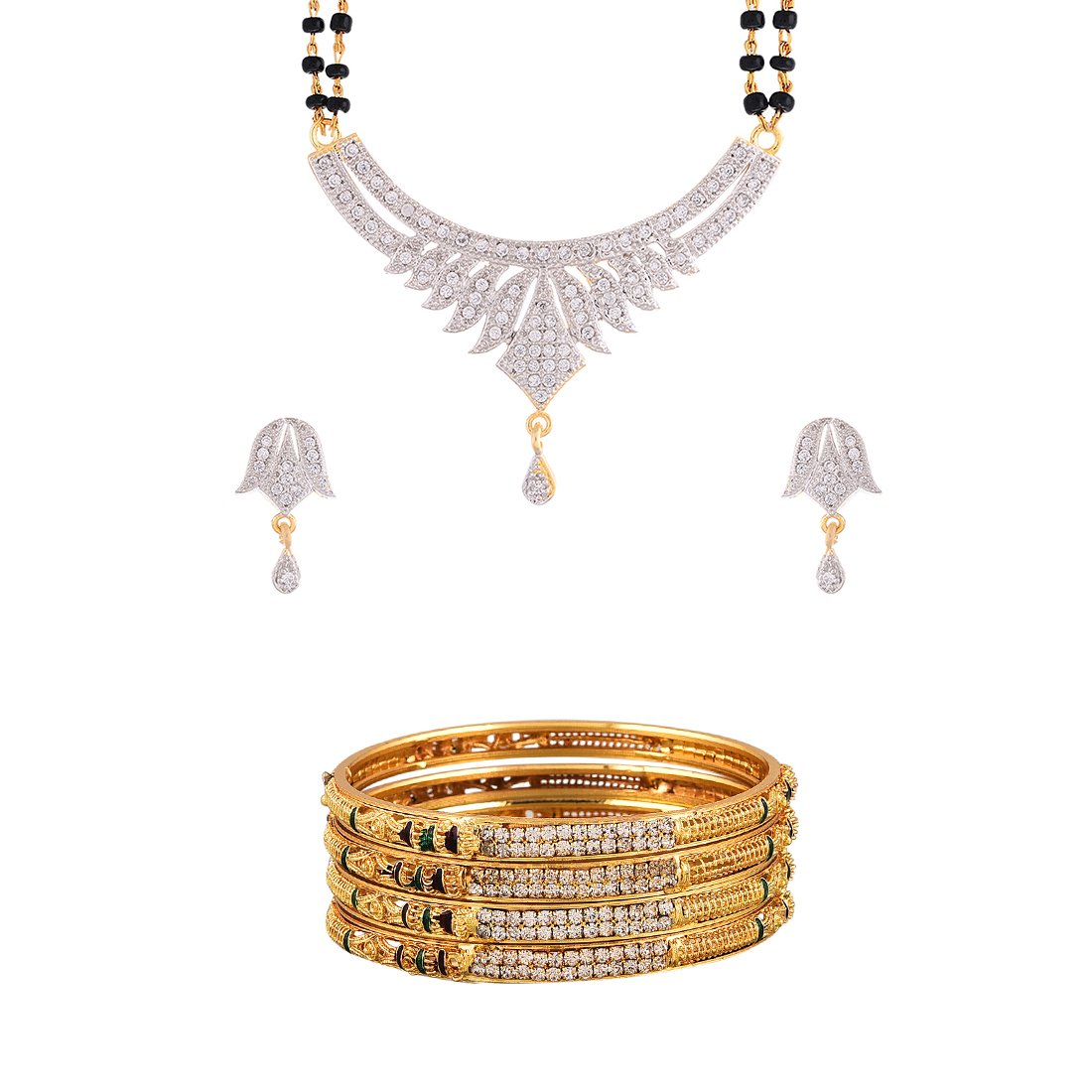 ZENEME Wedding American Diamond Mangalsutra & Wedding Kada Bangles Jewellery For Women & Girls (B0776R861W) Amazon Price History, Amazon Price Tracker