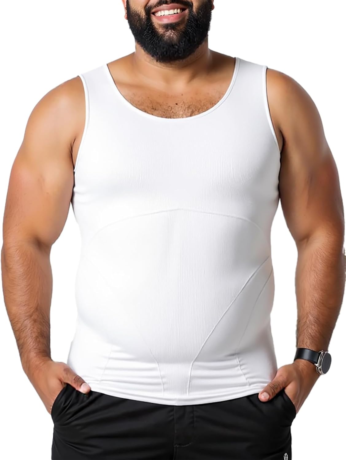 YIOIOIO Mens Compression Shirt Sleeveless Slimming Body Shaper Undershirts Tummy Control Workout Tank Top