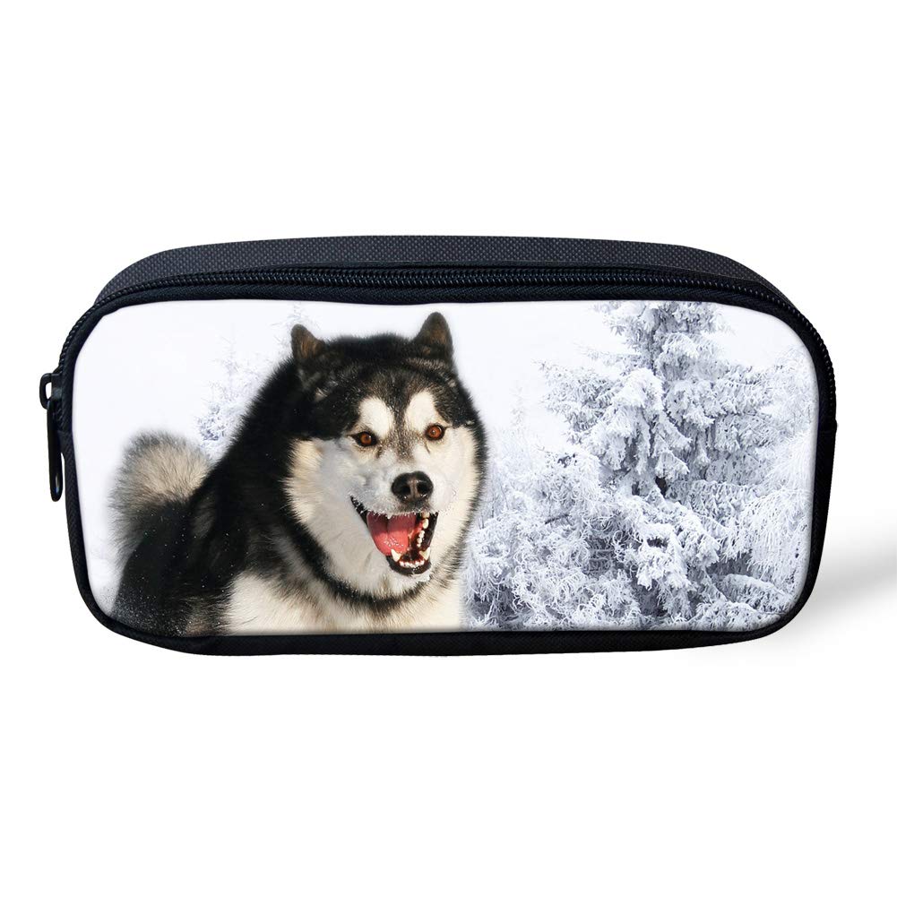 Showudesigns Kids Stationery Husky Cute Pencil Bag for Boys Animal Dog Pencil Case with Compartments School Supplies โ image 1
