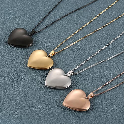 Rwqian Personalized Heart Locket Necklace Custom Photo Locket Necklace For Women Picture Locket Pendant Necklace Engraved Any Text & Symbols Customized Lockets Silver #TOP3