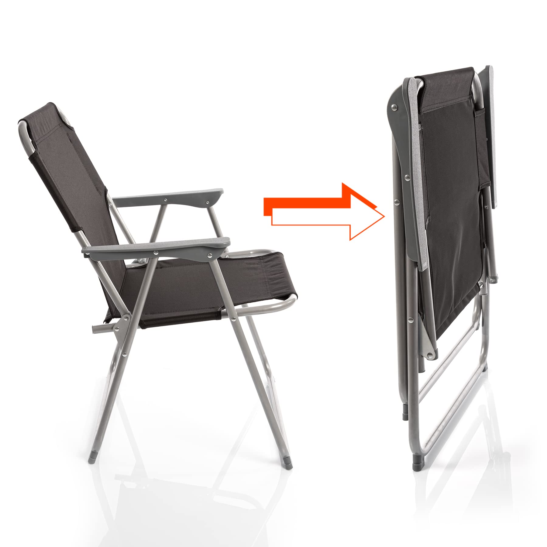 BigDean 2X Klappstuhl Faltstuhl Angelstuhl – Anthrazit/Grau robust klappbar bis 120kg belastbar - klassischer Gartenstuhl für Garten & Camping - Campingstuhl faltbar