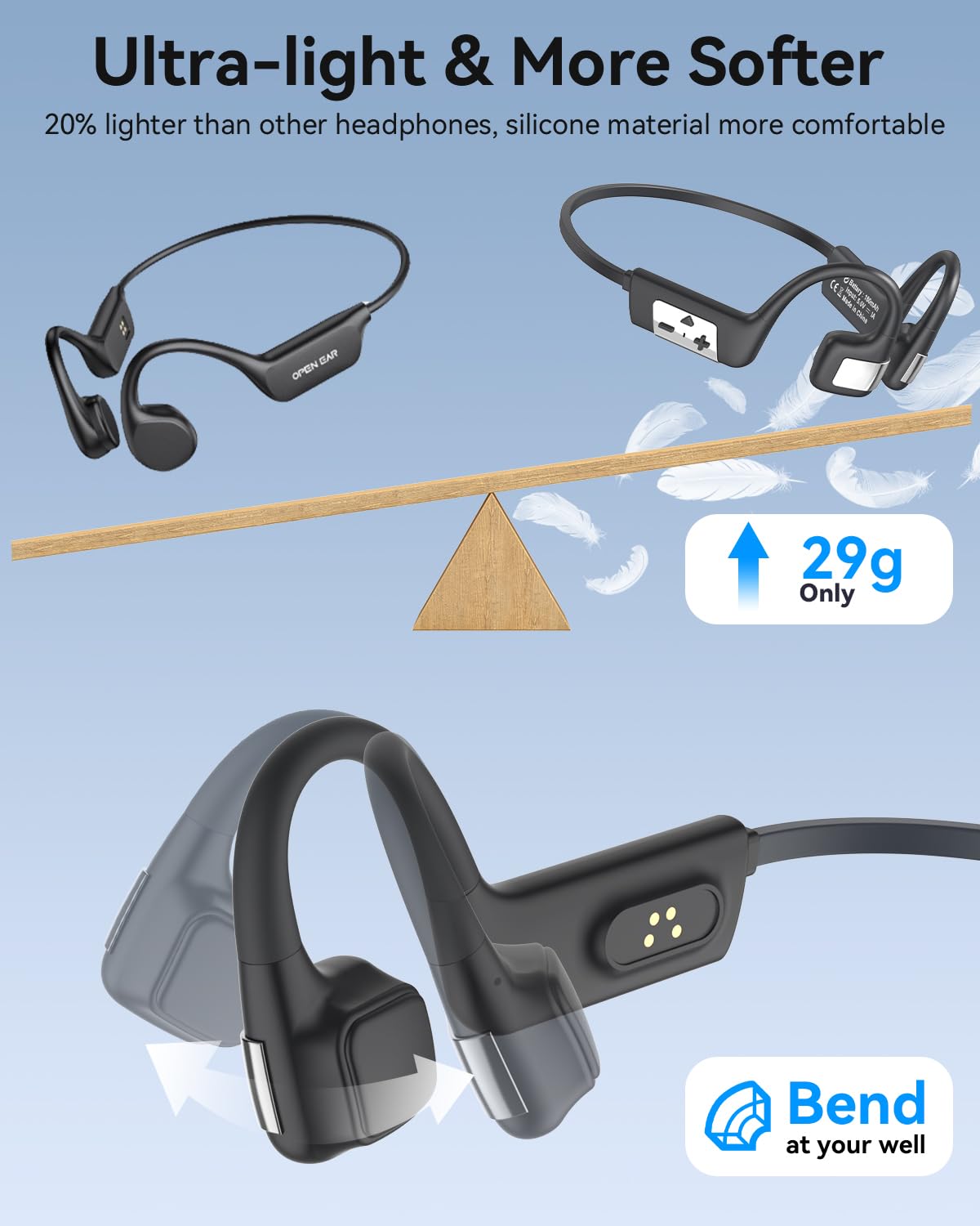 MONODEAL Cuffie Conduzione Ossea Bluetooth 5.4 Subacquee per Piscina IP68 Impermeabile Auricolari MP3 Subacqueo 8G Auricolari Sport per Nuoto, Corsa