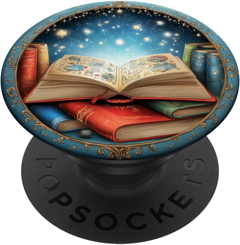 Magical Books and Vintage Bookshelf PopSockets Adhesive PopGrip