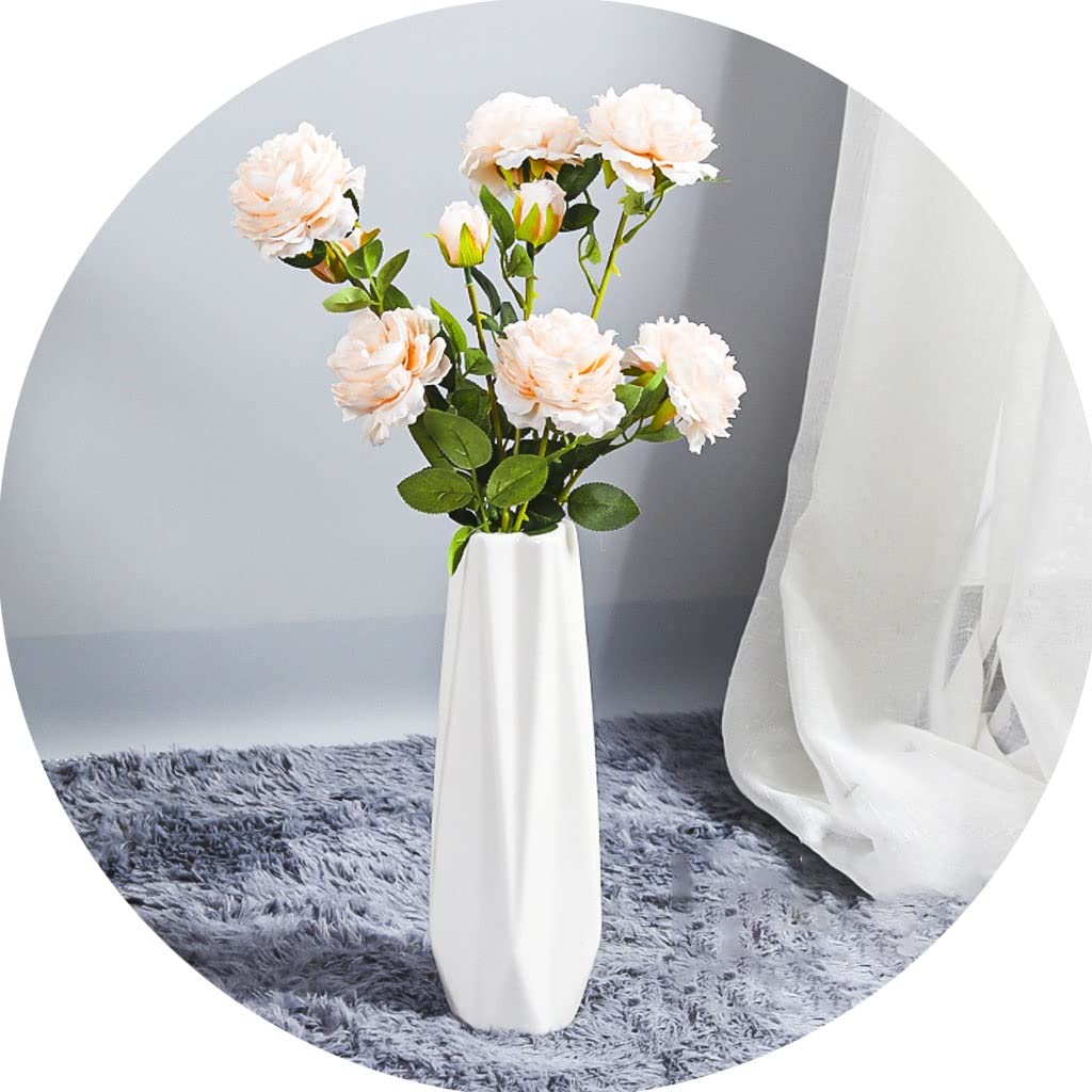 asdchZen White Ceramic Vases, Large Floor Vase, Sophisticated Vessel For Decorative Branches And Dried Flowers,White,9X30Cm