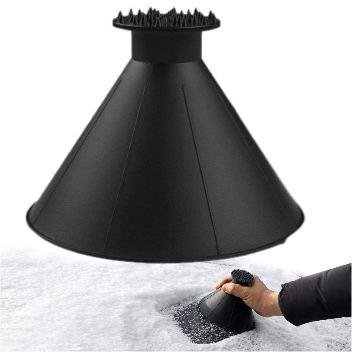 Magical Ice Scrapers for Car Windshield Windscreen Ice Cone Refuelling Funnel Snow Shovel Wiper Brush Round Scraper Ice Removal Frost Shovel For Truck Vans (Black)