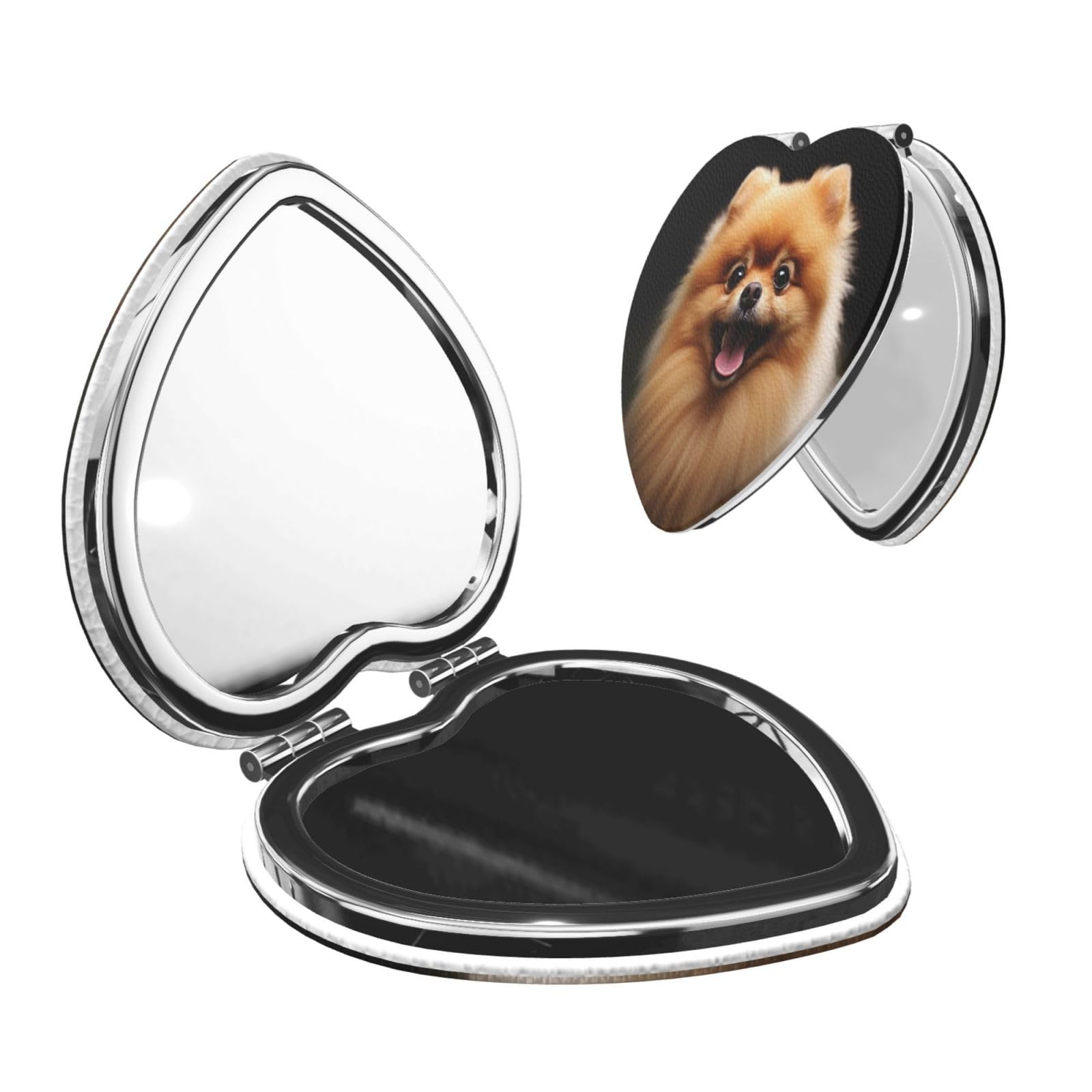 DWVTSLH Pomeranian Compact Mirror for Purse, Double-Sided 2X/1X Magnifying Mirror for Women Men, Travel Makeup Mirror for Handbag, Handheld Vanity Mirror for Gift