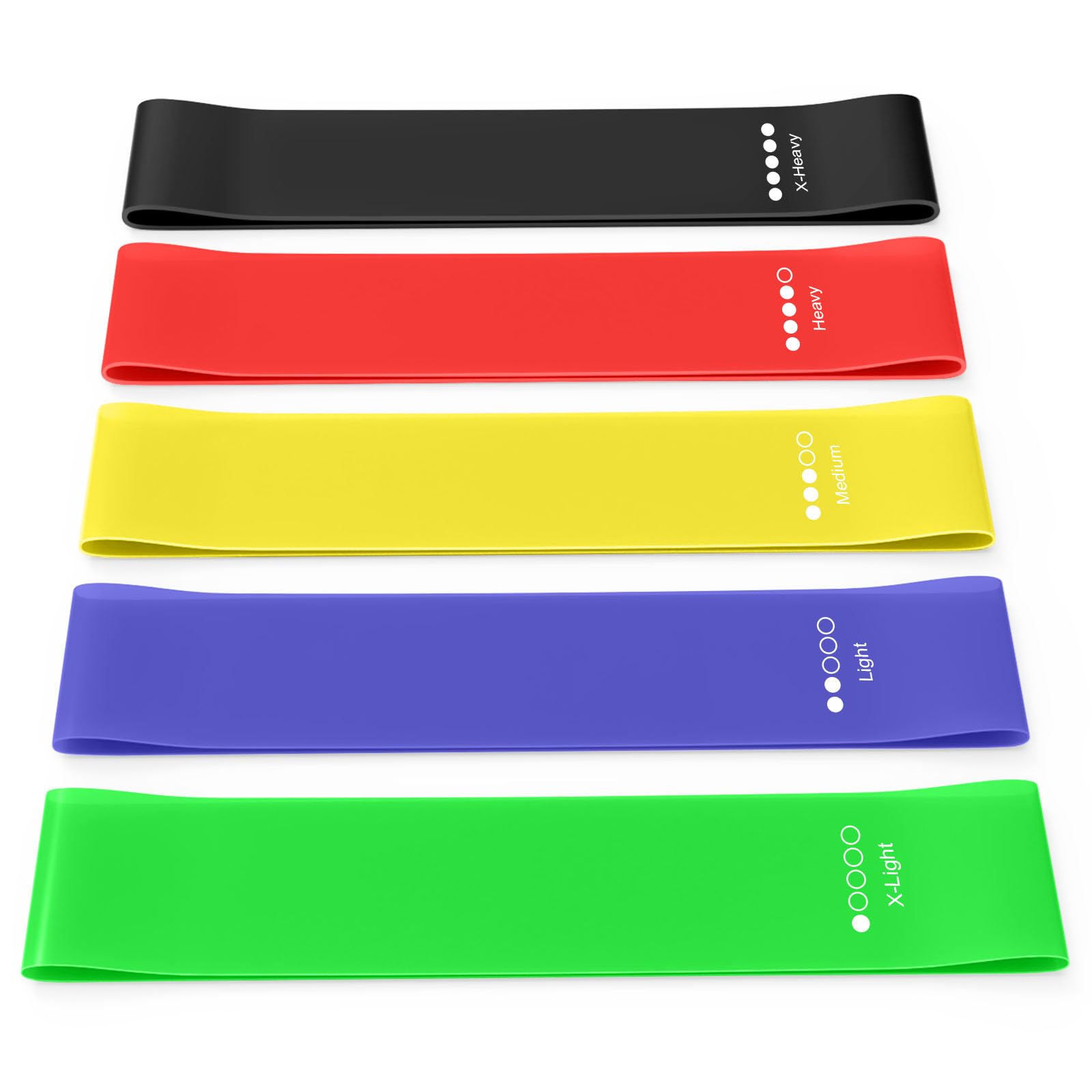 Oumida Resistance Bands, [Set of 5] Skin-Friendly Resistance Fitness Exercise Loop Bands for Women and Men, 5 Different Strength Levels, Carry Bag Included, Ideal for Pilates, Gym, Yoga, Training