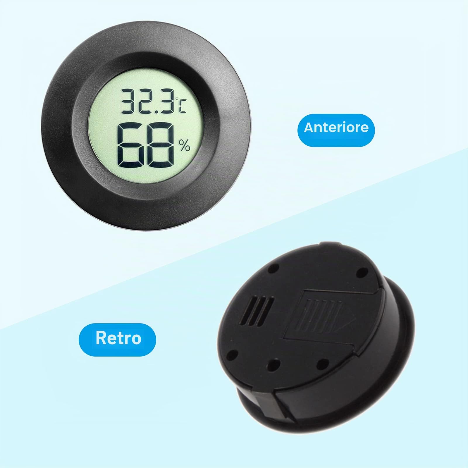 Igrometro Termometro Celsius Monitor LCD Digitale Misuratore di Umidità per Umidificatori Vasetti Incubatori Custodia Chitarra Rettili Serra Per Auto (3pcs Nero)