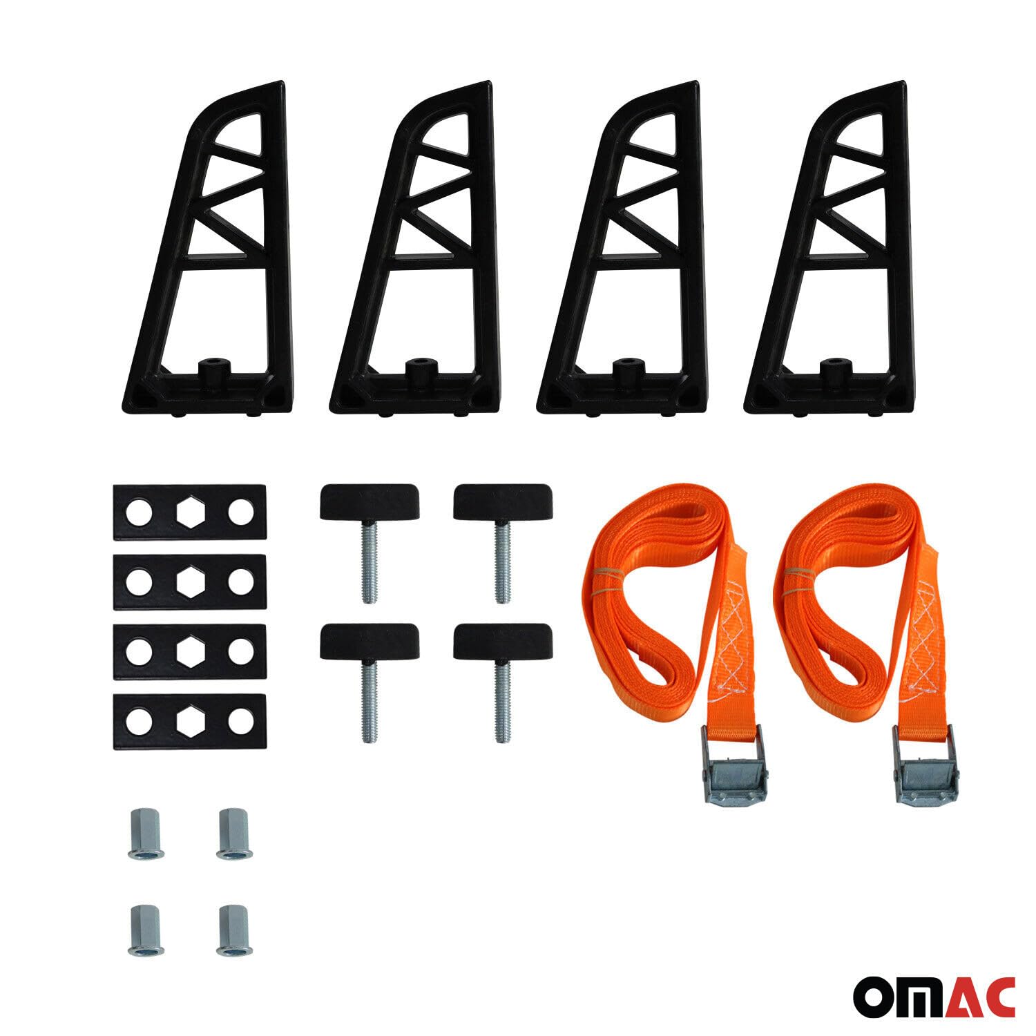 OMAC Ladungsbegrenzer Lastanschläge kompatibel mit Dachträger Einstellbar 4X + 2X (3m Gürtel) Set - Auto Aludachträger Load Stopper Transportsysteme Lastanschläge