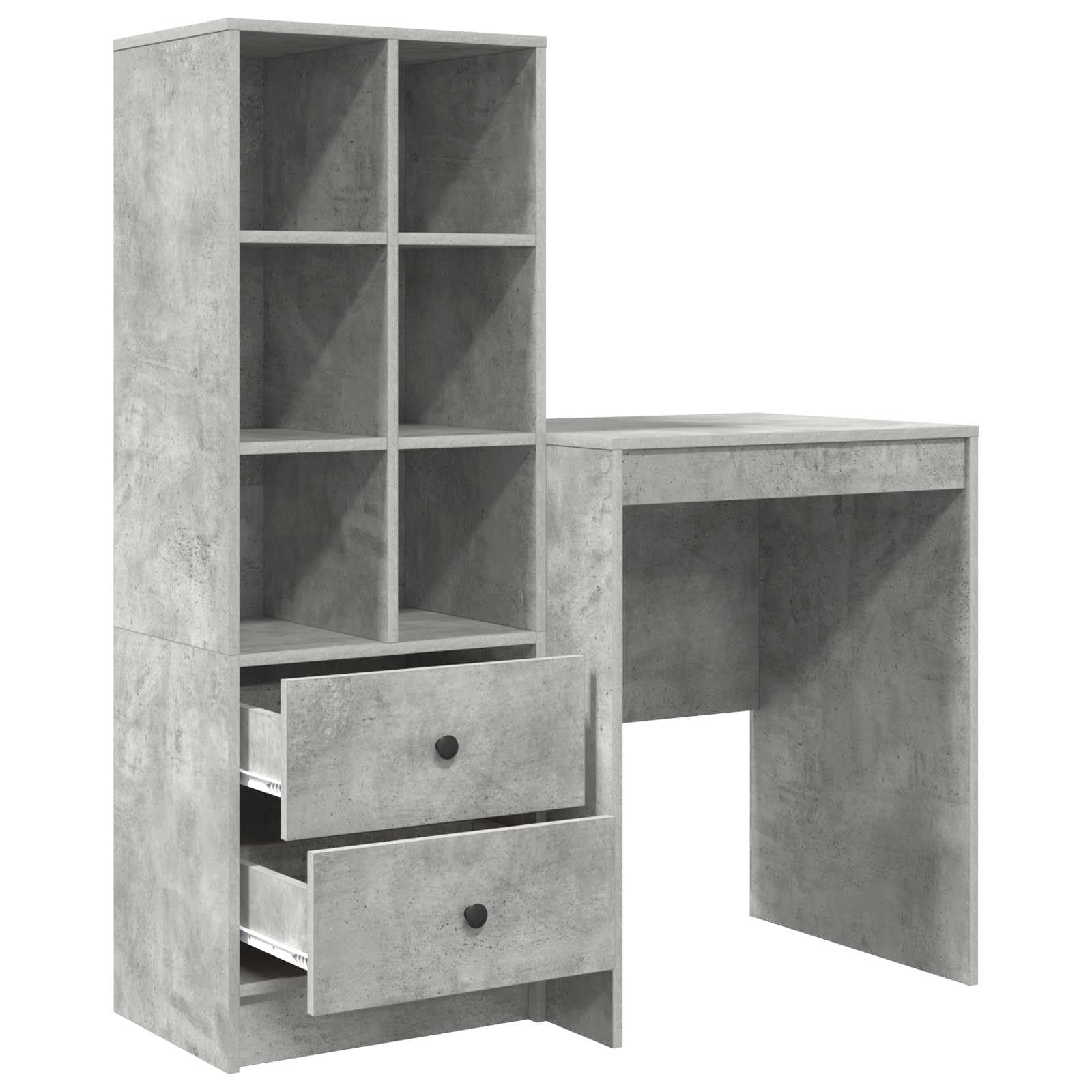 Scrivania in legno di ingegneria con ripiano integrato, marrone, spaziosa superficie per computer e documenti, 2 pezzi, stile moderno per ufficio a casa