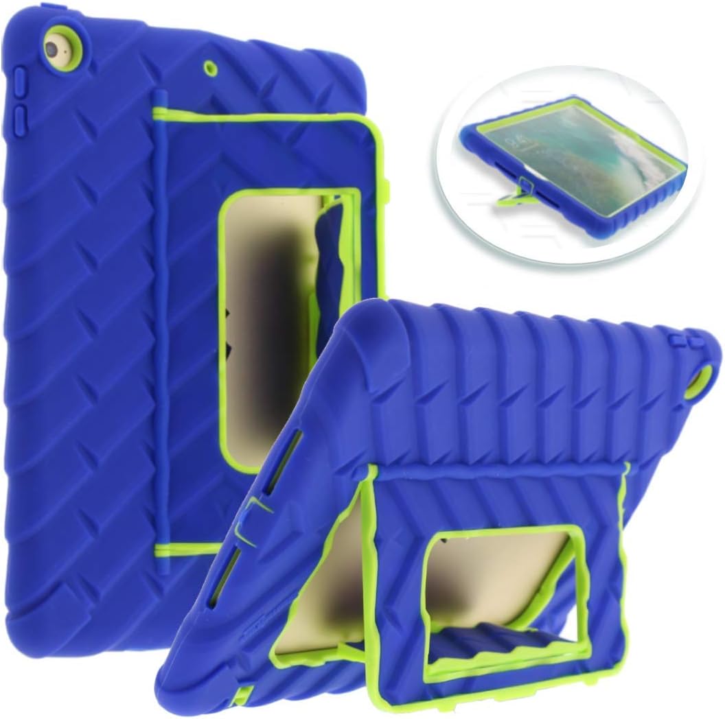 Gumdrop Hideaway Case with Kickstand for the Apple iPad 9.7 (6th and 5th Gen) Tablet for K-12 Students, Teachers and Kids - Royal Blue/Lime, Shock Absorbing, Rugged, Extreme Drop Protection