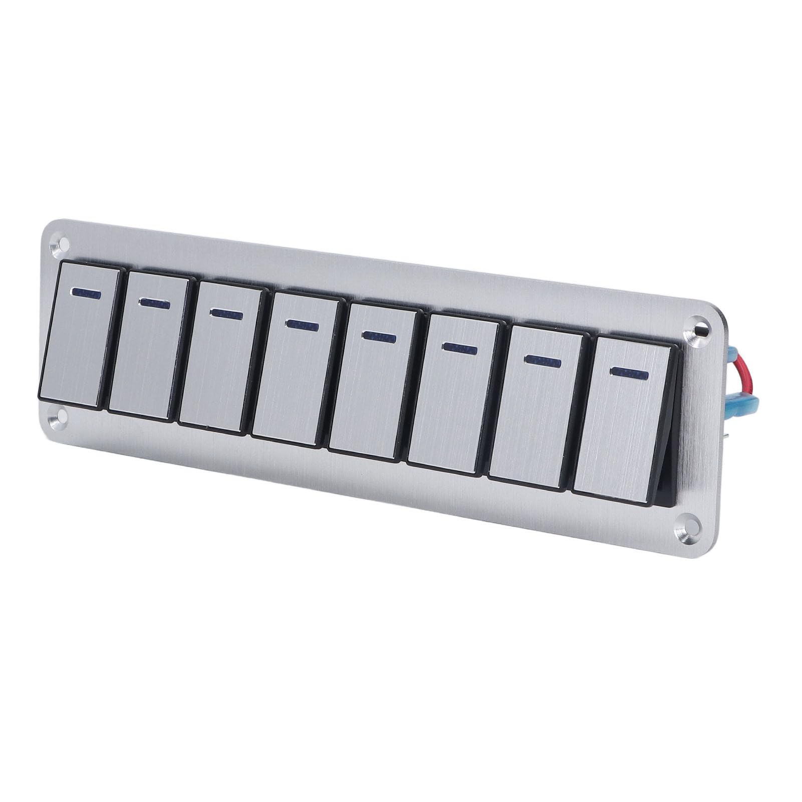 Generic Panel Przełączników Kołyskowych 8-krotny z Niebieskimi Wskaźnikami LED, Panel Przełączników ze Stopu Aluminium do Samochodów, Pojazdów Kempingowych, Motocykli, Autobusów, Przyczep, Pojazdów
