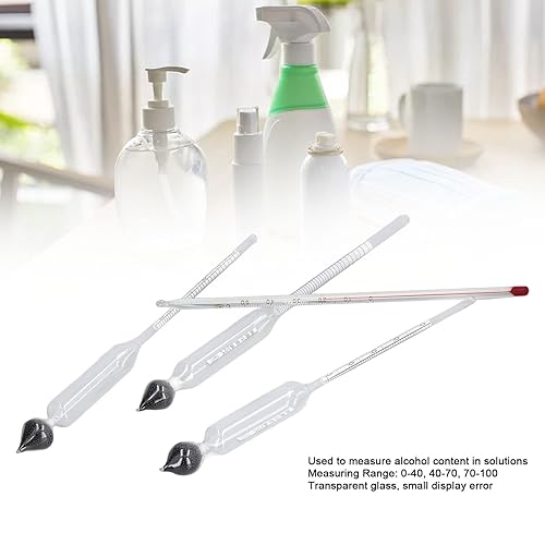 Miniatura 3 de Yoidesu Kit de prueba de medidor de alcohol de hidrómetro, 3 probadores de rango de medición diferente con 1 termómetro cilindro de vidrio, kit de
