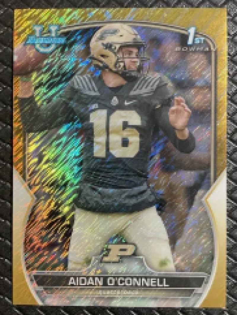 Football Trading Card NFL 2022 Bowman Chrome University Refractor Gold Shimmer #60 Aidan O'Connell NM Near Mint 30/50