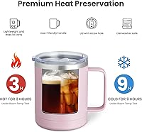 Vista 145 de MEWAY 12oz Coffee Mug With Handle 8 Pack Bulk,Stainless Steel Insulated Travel Tumblers With Sliding Lid,Double Wall Vacuum Camping Cup for Hot &