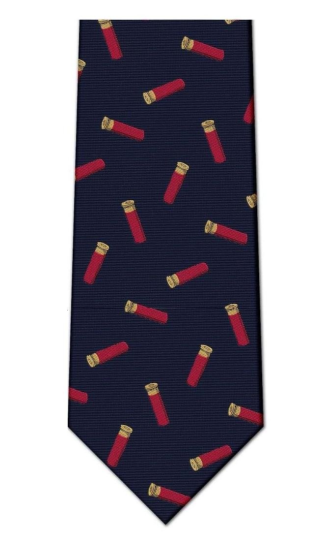 Soprano Blue Navy Luxury Silk Tie With Red Shotgun Cartridges Adorning The Whole Tie