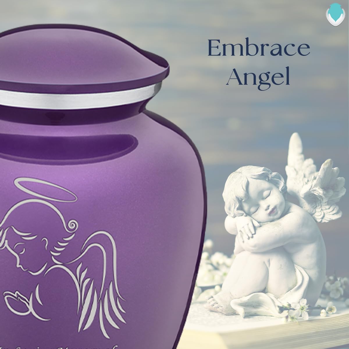 Geturns - Small Personalized Angel Cremation Urns for Human Ashes I Purple Funeral Urn for Women and Men I Holds up to 44 Cubic Inches