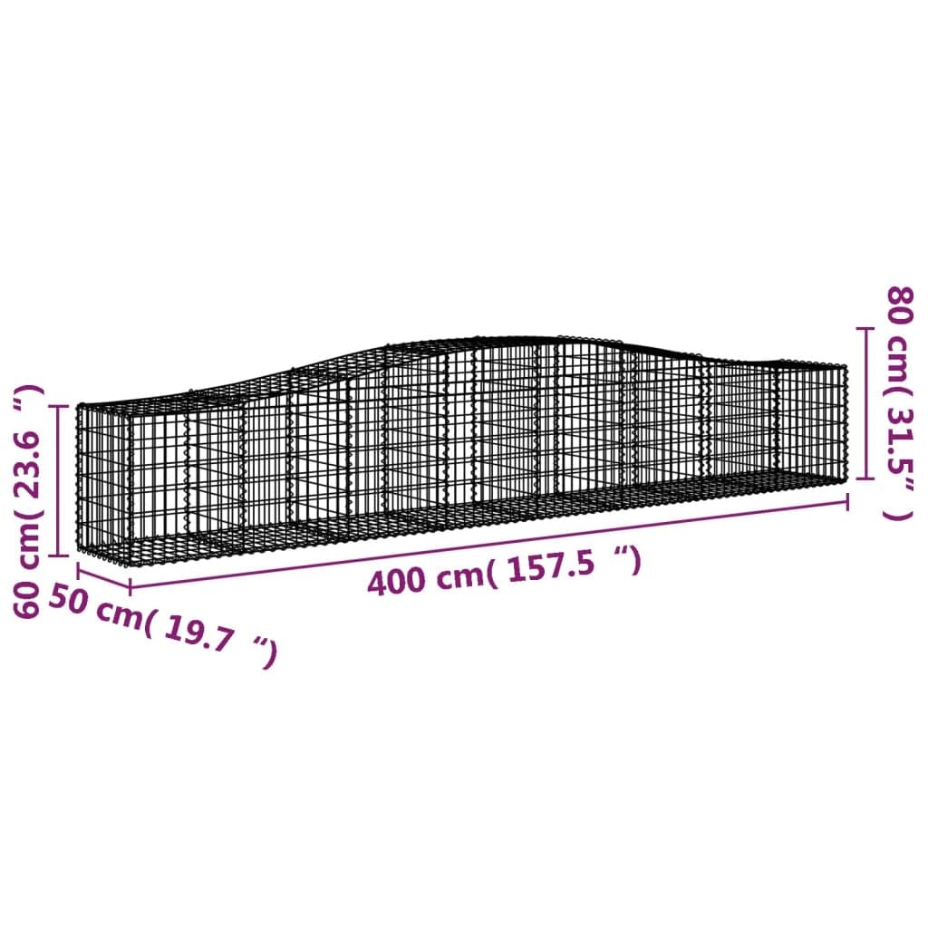10 STK. Gabionenkorb Set 400x50x60/80 cm Verzinkter Draht Silber | Formstabile Drahtgitter für Garten, Vorgarten und Terrasse. Praktische Gabionenwand zur Befüllung mit Steinen oder Kies.