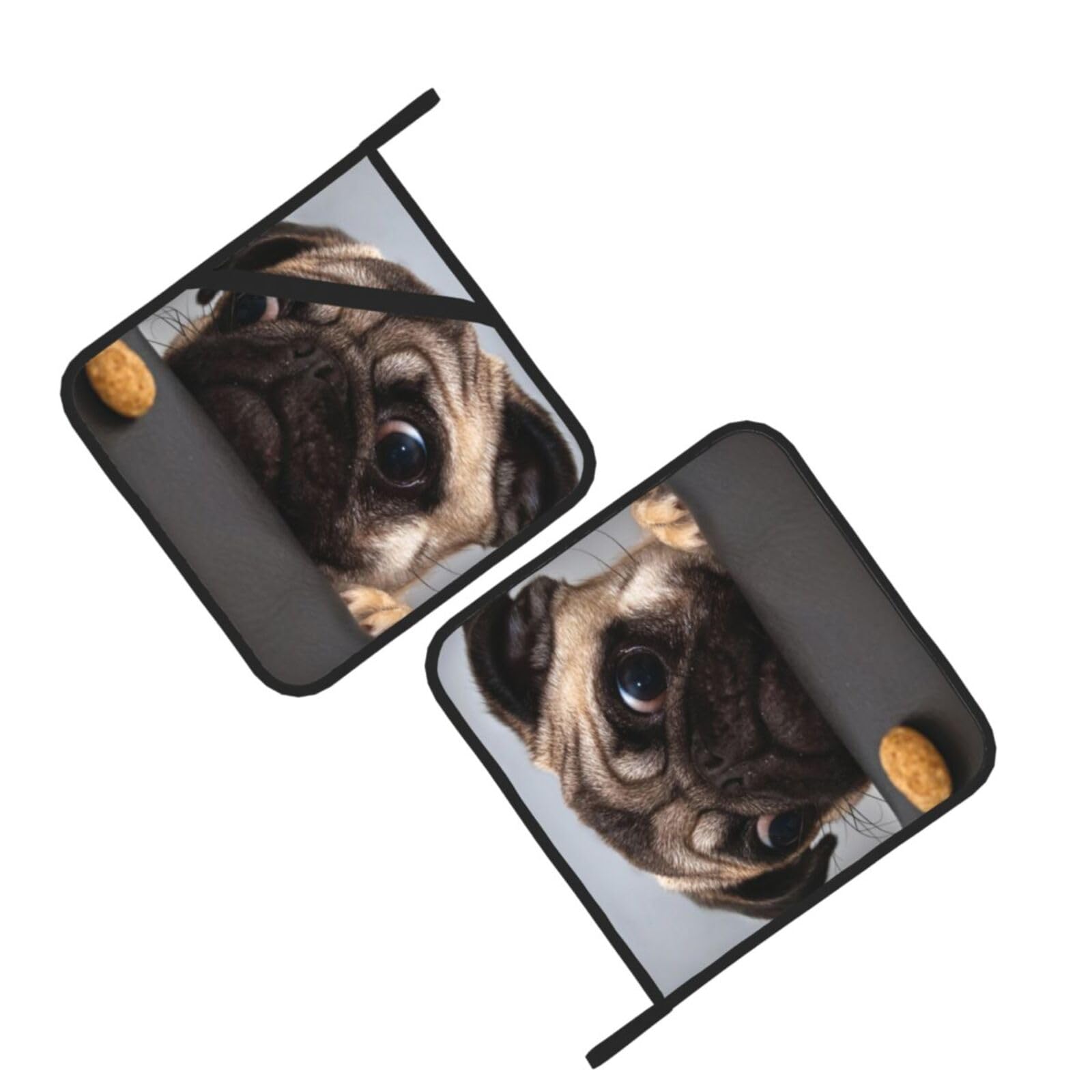 Cute Pet Pug Printed Oven Pot Holders Set of 2 Pcs Heat Resistant Kitchen Microwave Potholders for Cooking Baking Grilling