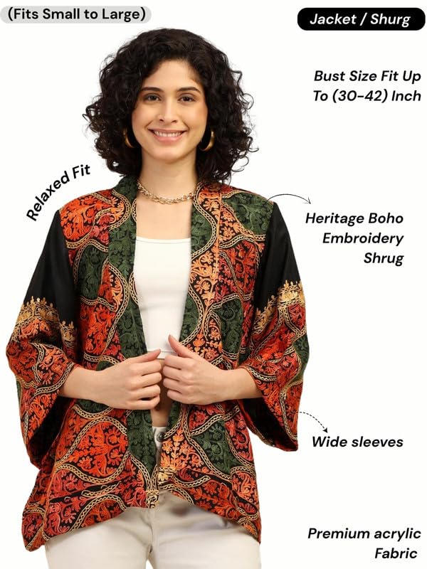 Image of KE KANHA EXPORTS Shrugs for Women Stylish | Beach Outfits for Women Cover Up | Western Summer Shrug for Woman | Soft Silky Free Size Boho Multicolour Kimono Bust 30-42