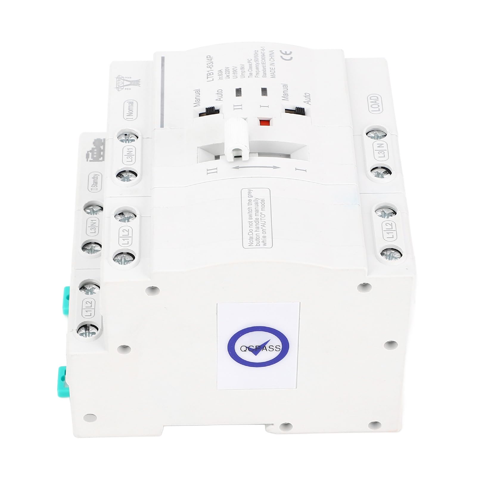 Tissting Doppelstrom Automatik Transfer Schalter 4P 63A Unterbrechungsfreie Stromversorgung 35mm Hutschiene Mini ATS - Netzumschalter für Haushalt PZ30 Verteilerkasten