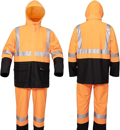 Miniatura 9 de QUANYONG Trajes de lluvia para hombres y mujeres, impermeable, resistente al agua, ropa de lluvia, chaqueta y pantalones, capucha oculta