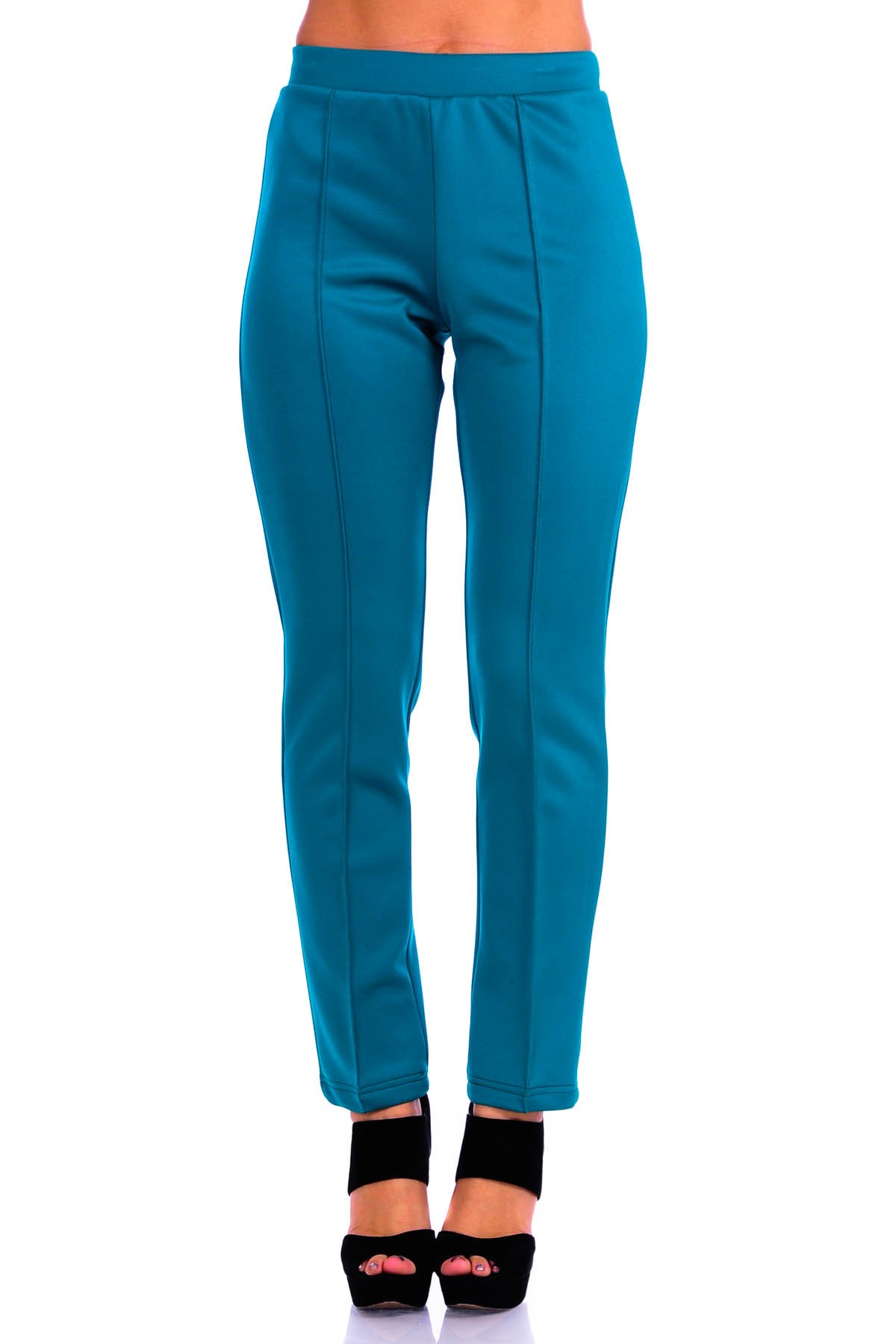 SR Womens Solid Stretch Straight Leg Slim Fit Pants 2X Teal Green