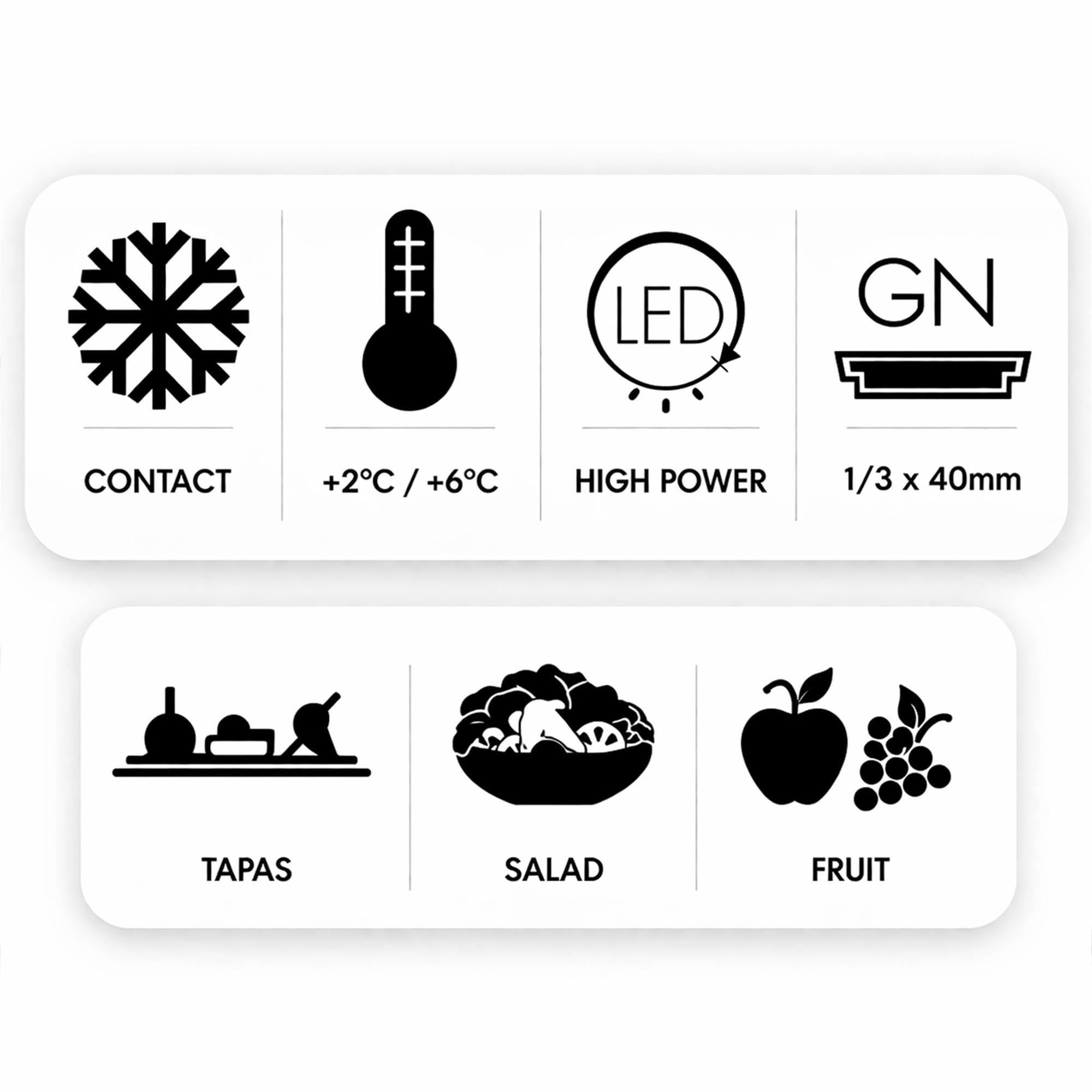 WORLDMAI x SAYL Deckelvitrine 144 x 40 cm 6 Eimer GN 1/3 Gastronomie Professionelle Kühlvitrine mit LED-Beleuchtung für Bar Restaurant