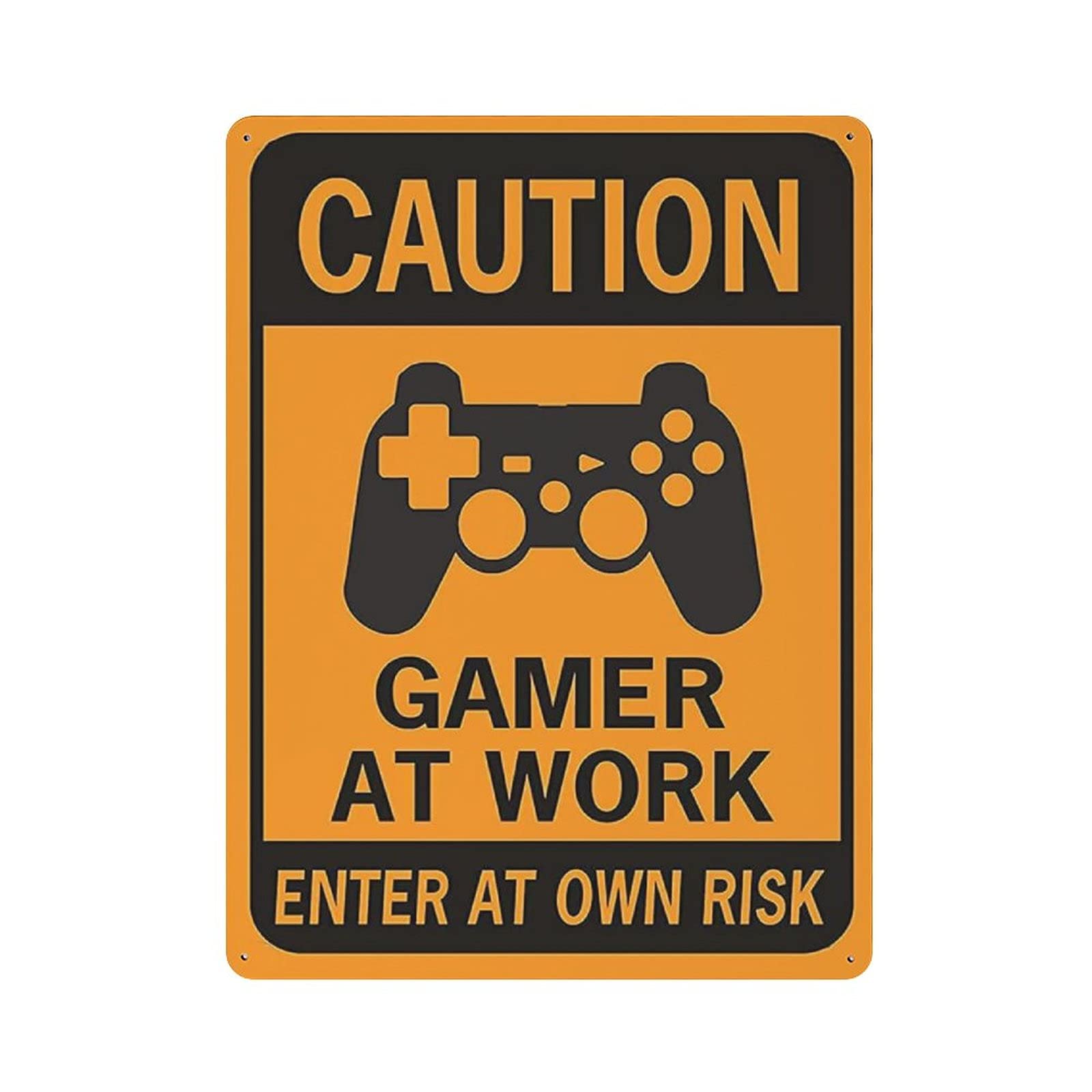 Hdadwy Gamer At Work Metal Tin Sign Vintage Tin Poster Metal Sign Wall Decoration Country Kitchen Home Garage Decor 16"X12"