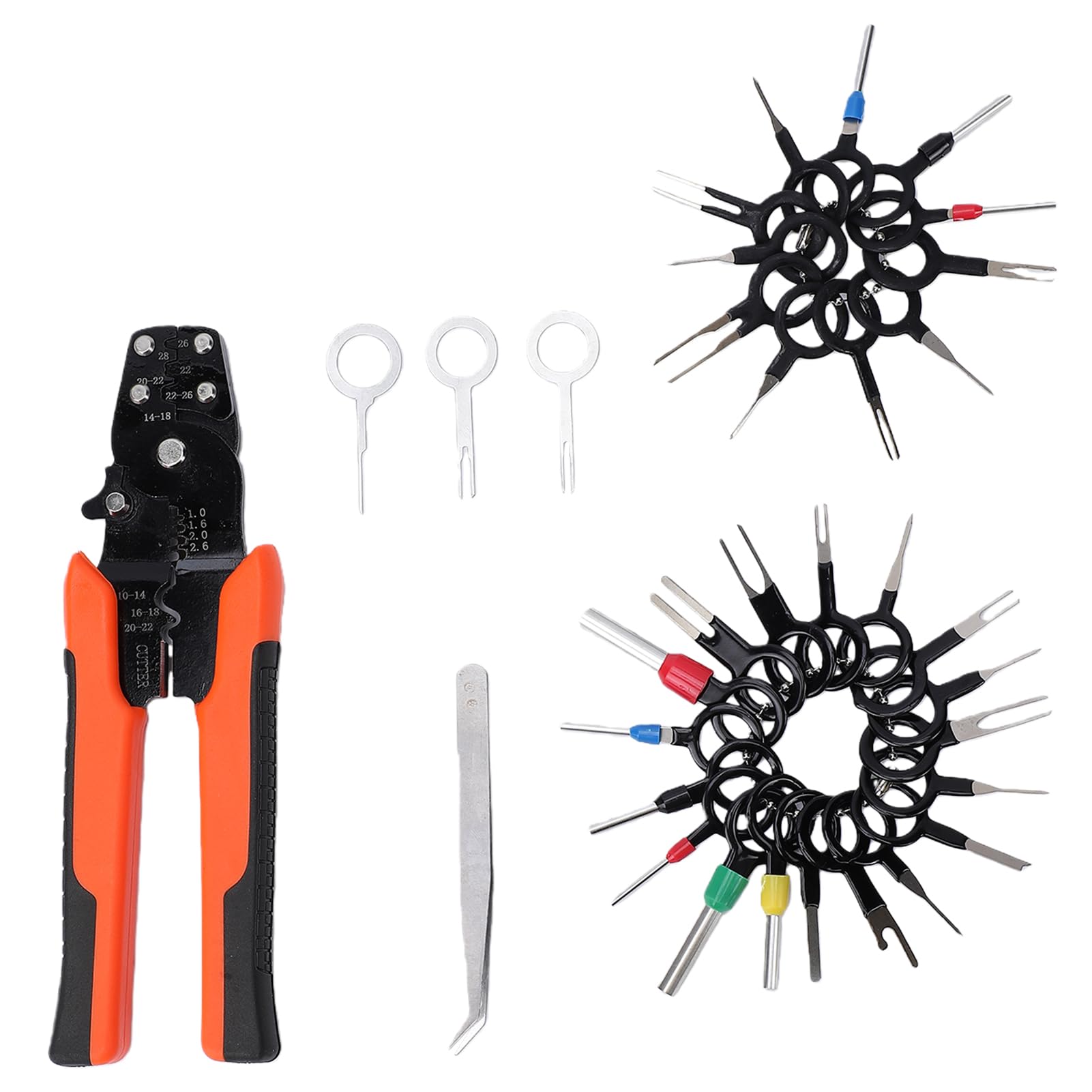 Kit Connettore Pin 844PCS Terminali per Cavi Non Isolati con Pinza a Crimpare 3 in 1 per Riparazioni Elettriche Automobilistiche