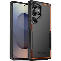 Poetic Custodia neon per Samsung Galaxy S25 Ultra 5G, a doppio strato, resistente, robusta, leggera, sottile, antiurto, custodia protettiva per telefono, arancione, nero