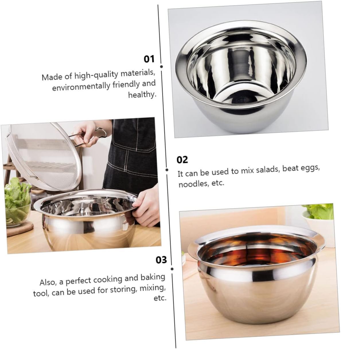 Unomor Mixing Holder Salad Holder Large Oil Bowl Stainless Steel Material Long Serving Life Cooking Essentials