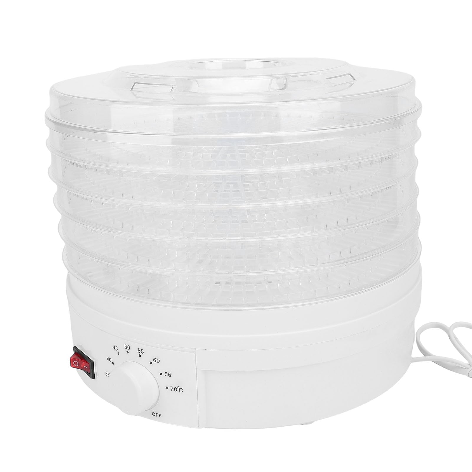 Suszarka do żywności, 5 Tack 350W Suszarka do Mięsa z Timerem, do Mięsa Owoców Warzyw Przysmaków dla Psów (Wtyczka UE 220 V)