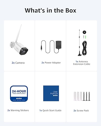 Miniatura 9 de ANNKE Paquete de 2 cámaras de seguridad tipo bala para interiores y exteriores 1080P con IP66 resistente a la intemperie, visión nocturna de 100 pies