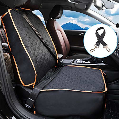 Dog Front Seat Cover, Waterproof Scratchproof Pet Seat Cover with Storage Bag Extra Wide Side Flaps, Nonslip Quilted Durable Seat Cover for Cars Trucks & SUVs - Thumbnail 6
