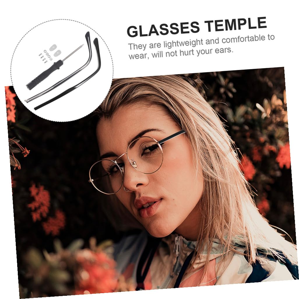 minkissy 10 Sätze Brillenzubehör Ersatzbrille Bügel Brillenreparaturset Brillenteile Brillenersatz Brillen Befestigungsset Universeller Brillenbügel Ersatz-schläfenarm Gläser Metall Black