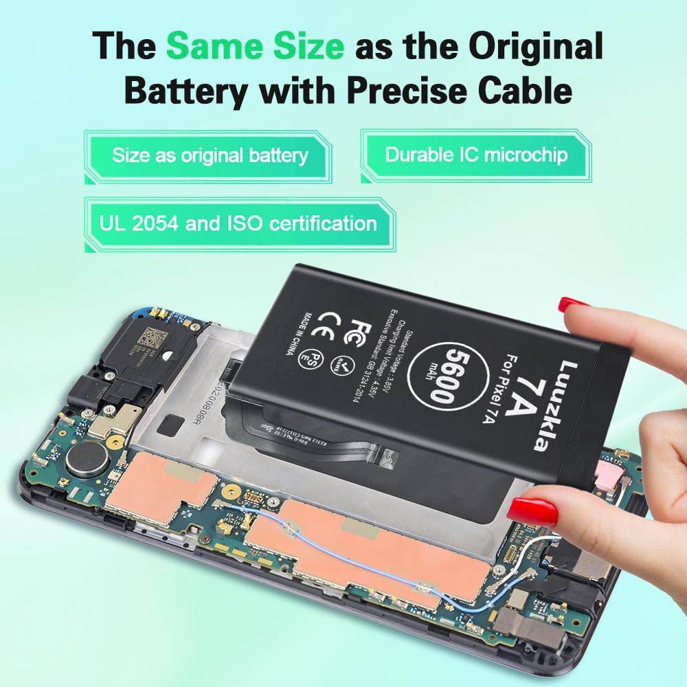 Compatible with Pixel 7A Battery, 5600mAh (New Upgrade) Super Capacity Battery Compatible with Google Pixel 7A GWKK3, GHL1X, G0DZQ, G82U8, with Full Tool Kits-24 Months Service