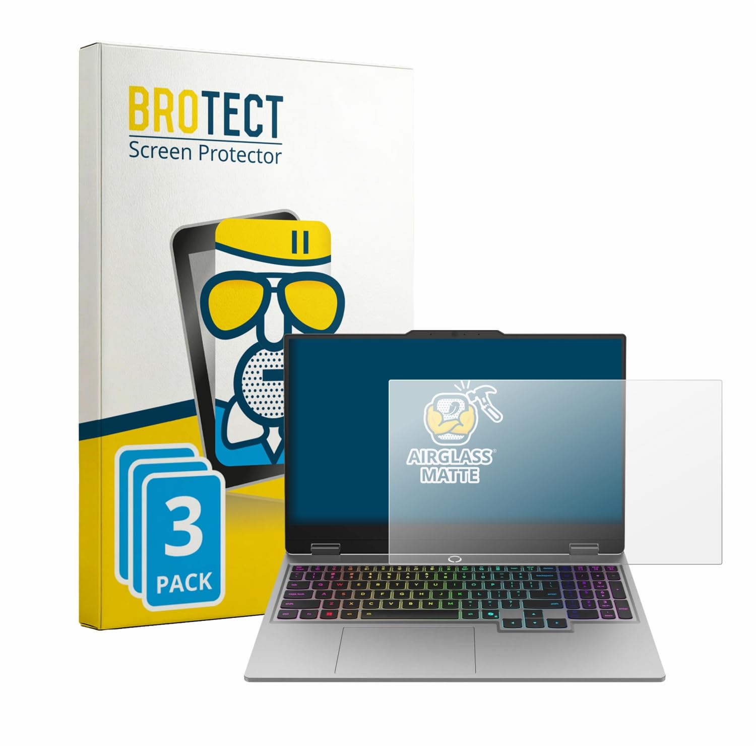 brotect 3 Pezzi Pellicola Vetro per Lenovo LOQ 17i Gen 10 17" | Opaca Protezione Schermo Made in Germany, Anti-Riflesso Durezza 9H Anti-Graffio