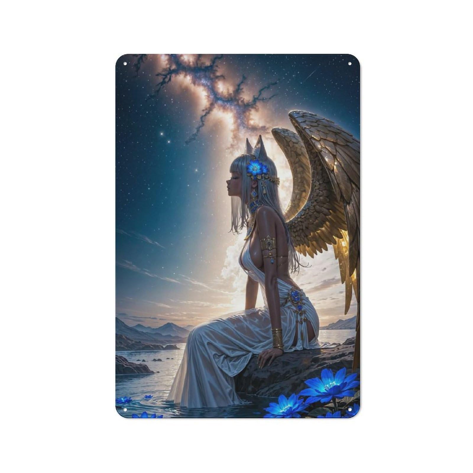 Nostalgic Cosmic Angel Decorative Tin Sign 30x20cm, Vintage Wall Decor for Lounge, Study, Pub Or Wall Gallery