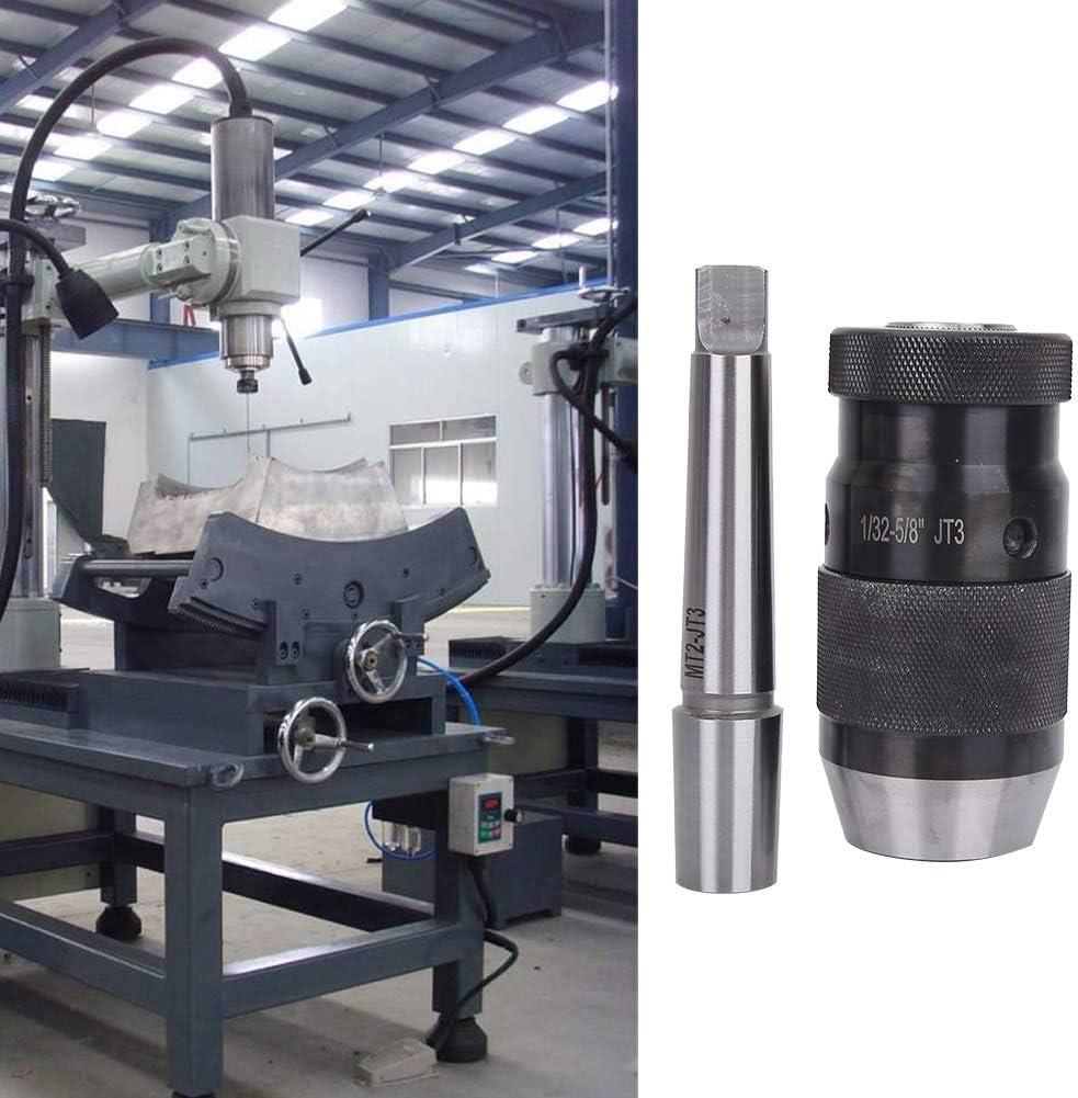 1/32-5/8" Drill Press Chuck Keyless & JT3-MT2 Straight Shank Drill Chuck Arbor JT3 for Common Household Used