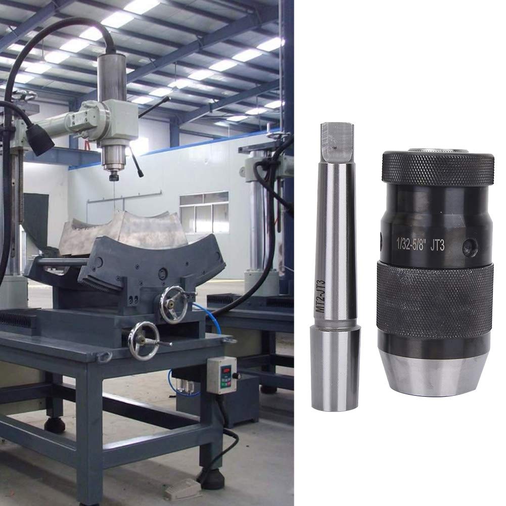Mandrino autoserrante, 1/32 5/8 "Mandrino autoserrante serie JT3 Pro & JT3-MT2 Attacco con codolo cilindrico CNC Adatto per tornio/fresatura CNC, Trapano a colonna