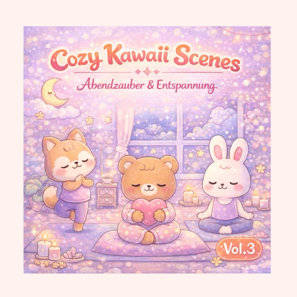 Cozy Kawaii Scenes – Vol. 3: Abendzauber & Entspannung Malbuch mit süßen Tiermotiven