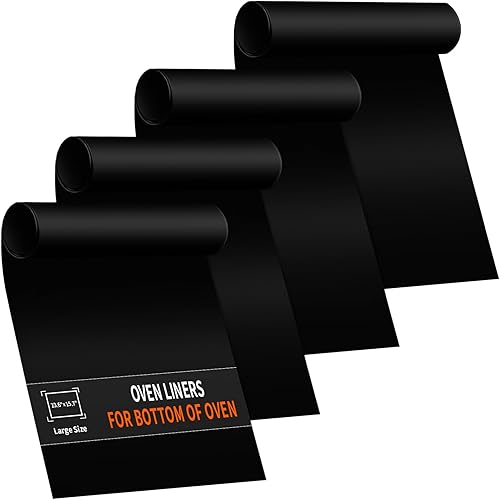 Paquete de 4 forros grandes para horno eléctrico, horno de gas, microondas, carbón o parrillas de gas, tapete antiadherente de teflón grueso y